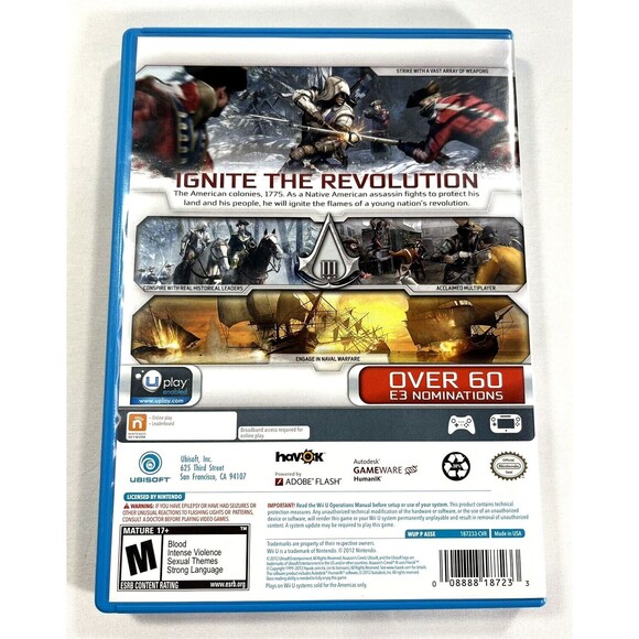 Assassin's Creed III Nintendo Wii U 2012 Complete With Manual Tested - Picture 2 of 9
